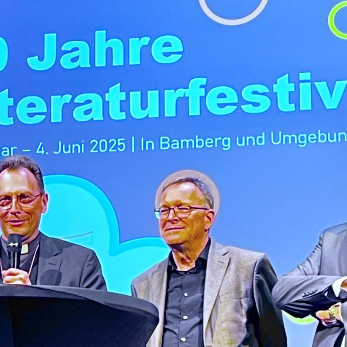 Eröffnung des 'Bamlit' mit Erzbischof Gössl, Oberbürgermeister Starke und Landrat Kalb (von links)
