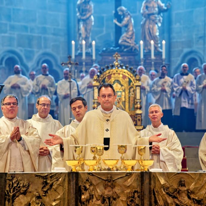 Erzbischof Herwig Gössl hat im Bamberger Dom vier Ständige Diakone geweiht